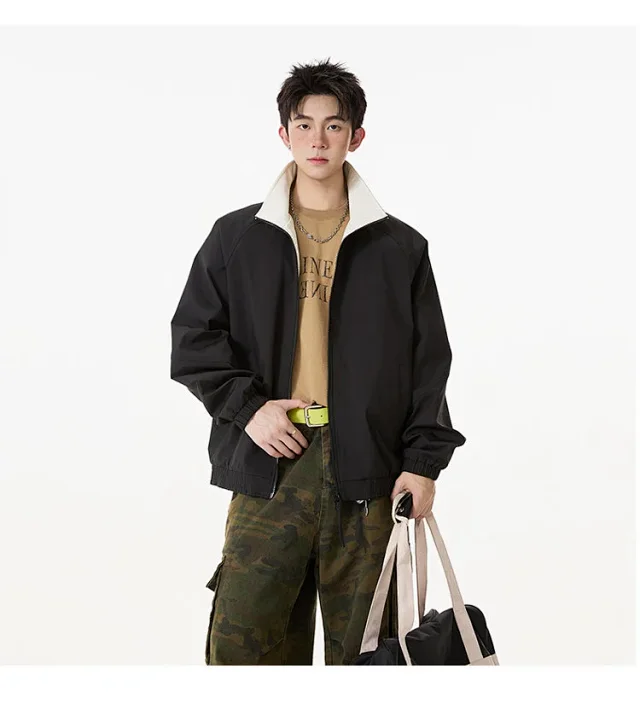 Cleanfit Color Block Retro Baseball Jacket Detail