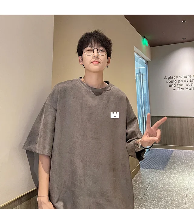 Men's Vintage Suede Heavyweight Oversized Tee Detail