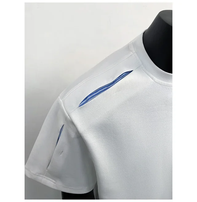 Liquid Ammonia Cotton Striped Deconstructed Short Sleeve T - Shirt Detail