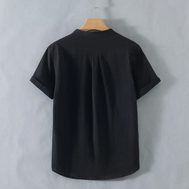 Men's Cotton-Linen Summer Short Sleeve Shirt
