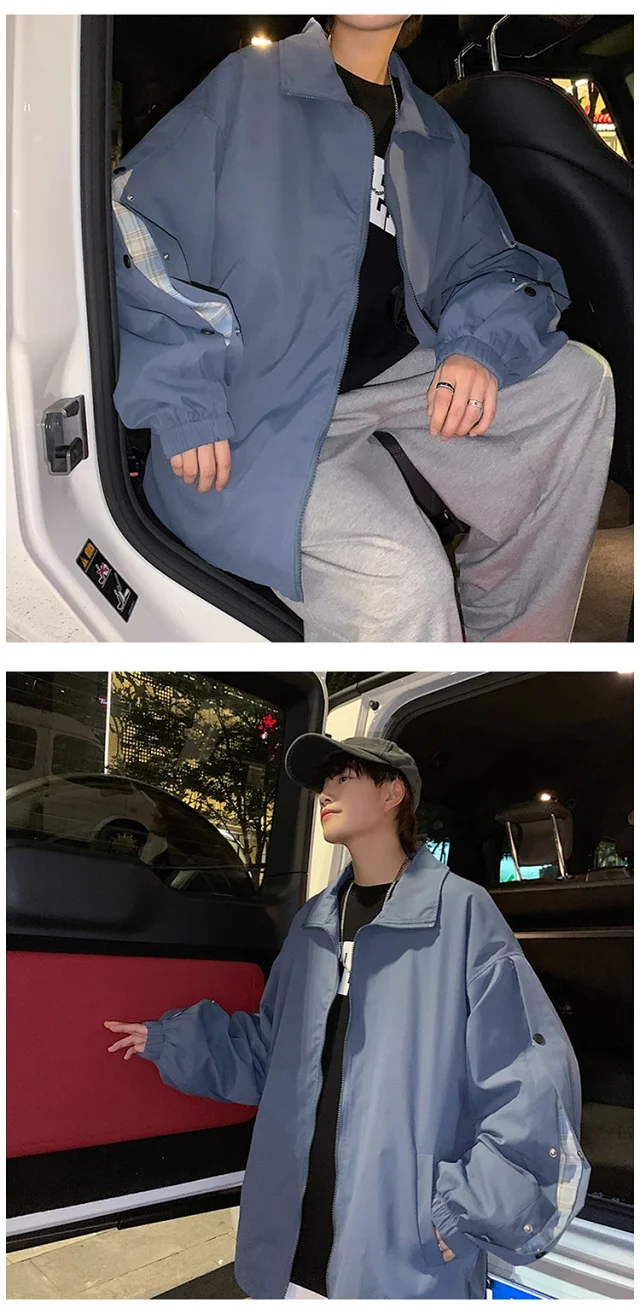 Men's Snap Button Hiphop Pilot Jacket Detail