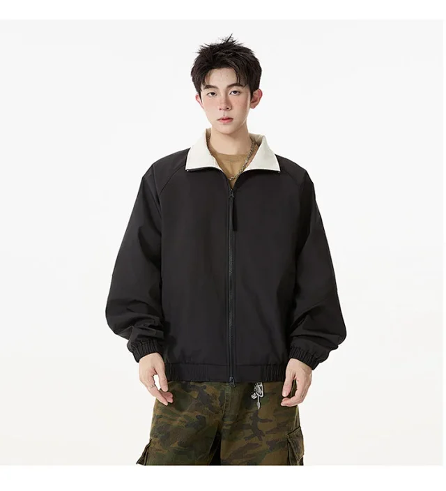 Cleanfit Color Block Retro Baseball Jacket Detail