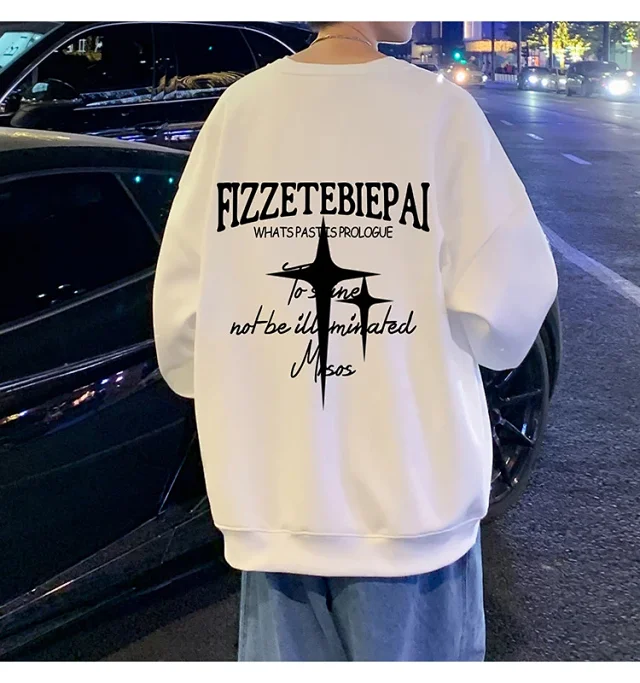 Unisex American Streetwear Crewneck Fleece Sweatshirt Detail
