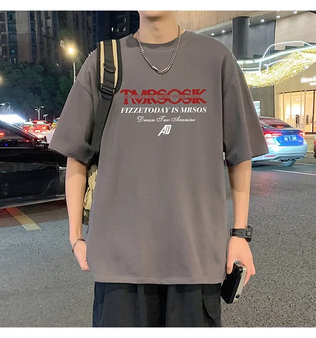 Men's Summer New Loose Crew Neck T-shirt Detail