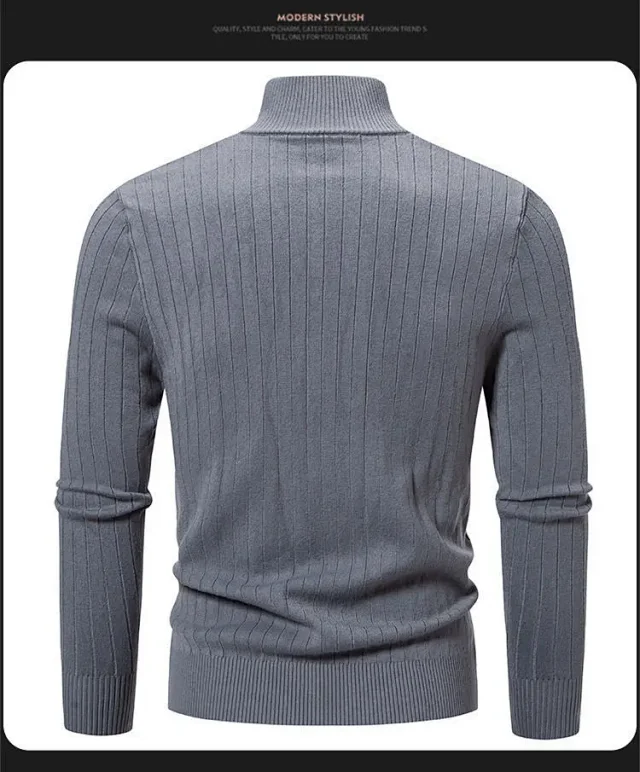 Ruisheng Men's Slim Stand Collar Cardigan Detail