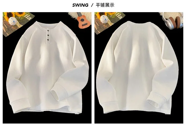 Japanese Retro Men's Thermal Waffle Tee Detail