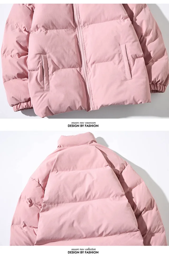 New Men's Simple Solid Winter Puffer Detail
