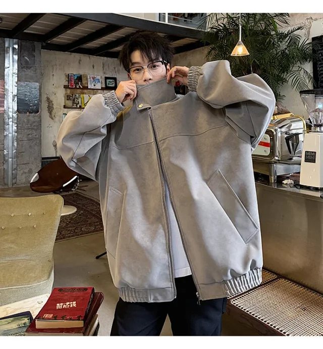 SS2025 Men's Matte Vintage PU Jacket Detail