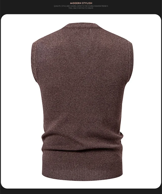 Men's Striped Knit Vest Casual A/W Detail