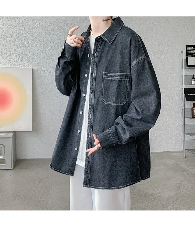 Men's Japanese Denim Shirt Long Sleeve Detail