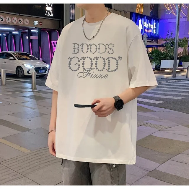 Men's Heavyweight Cotton Casual Daily Short Tee Detail