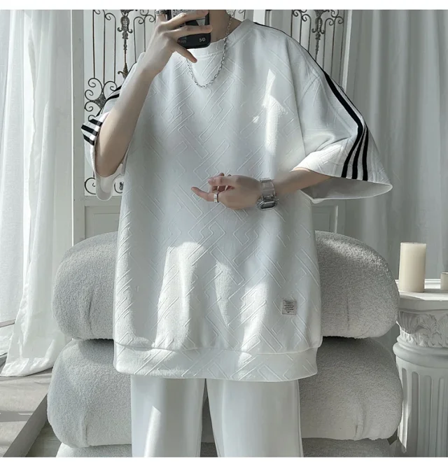 Three-Stripe Stretch Ice-Silk Summer Tee Detail