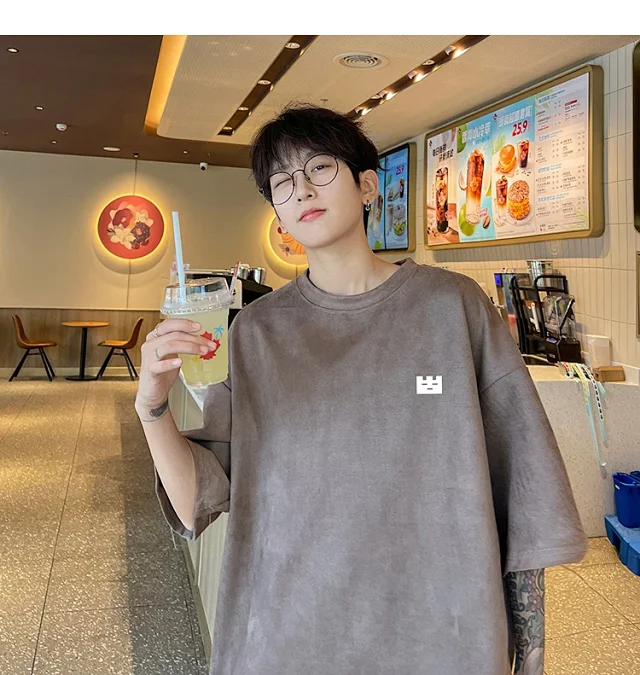 Men's Vintage Suede Heavyweight Oversized Tee Detail