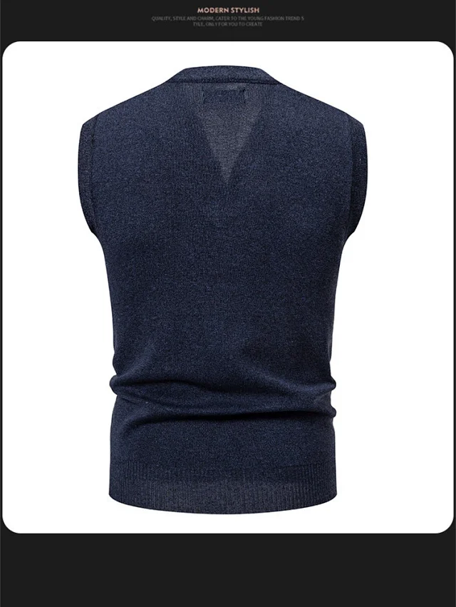 Men's New Diamond Jacquard Knit Vest Detail