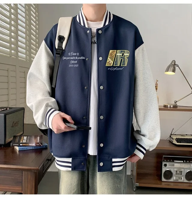 Trendy Men's Oversized Casual Bomber Jacket Detail