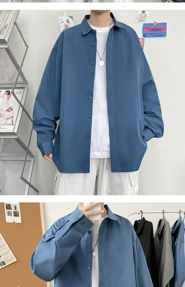 Men's Preppy Autumn Plus Size Shirt Detail
