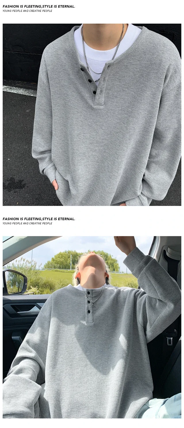 Men's Long Sleeve Waffle Thermal Tee Detail