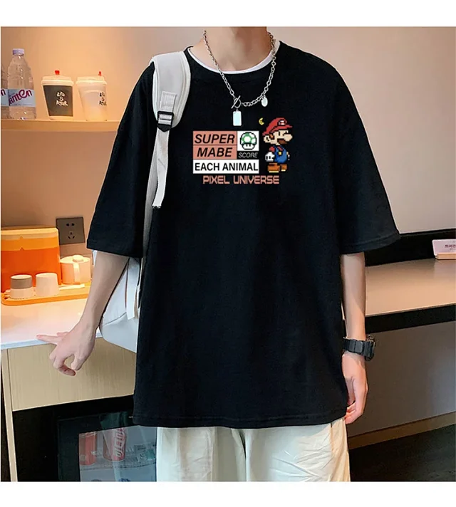 Men's Retro Hong Kong Mario T-Shirt Detail