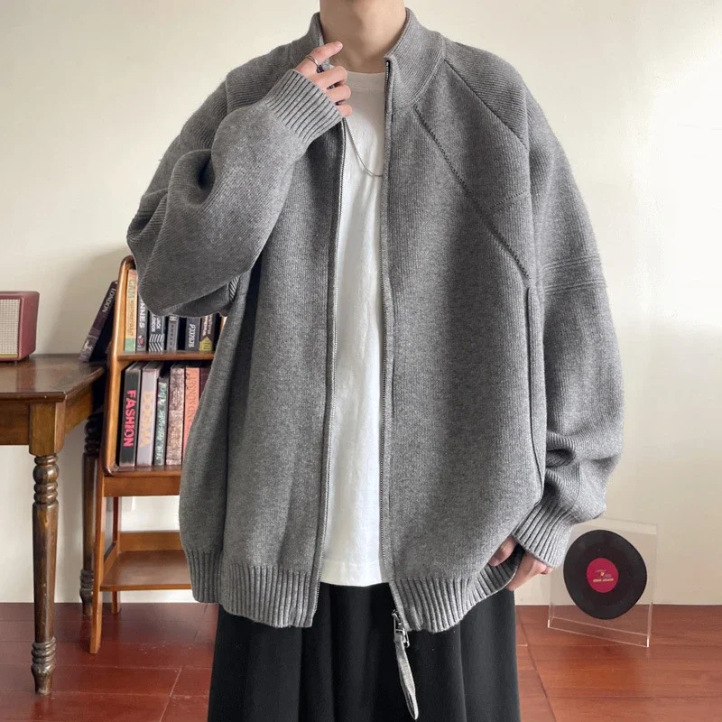 Men's Japanese Loose Zip Knit Cardigan