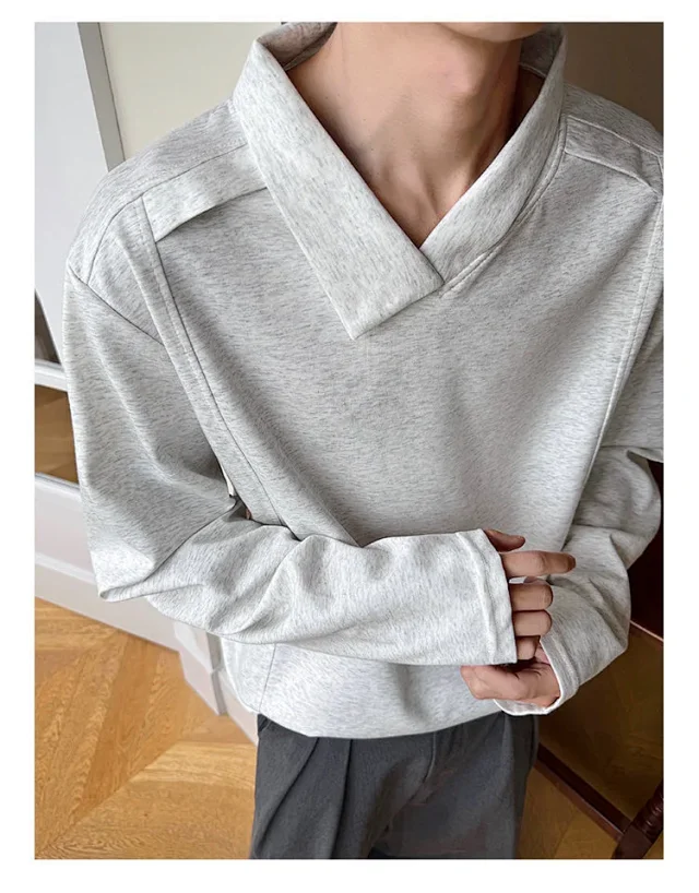 Men's White Deconstructed Polo Long Sleeve Detail