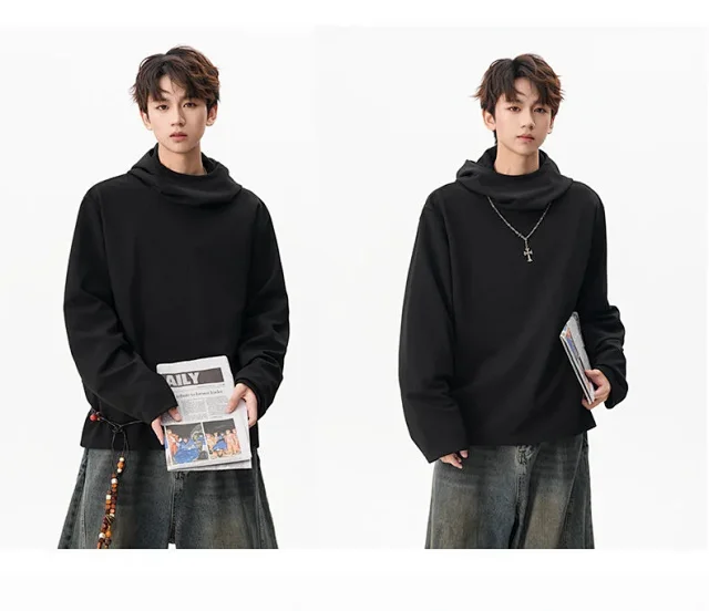 Men's 2025 Fall Retro High - neck Hoodie Detail