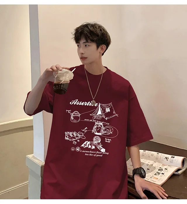 Men's HK Style Oversized Cartoon T-shirt Detail