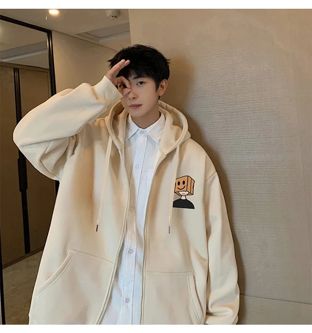 Men's HK Style Oversized Zip Hoodie Detail