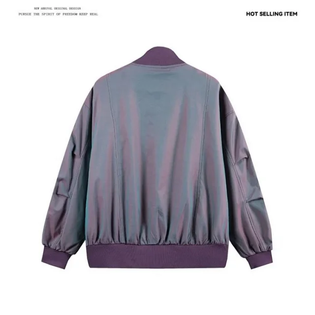 Men's Iridescent Satin Stand Collar Jacket Detail