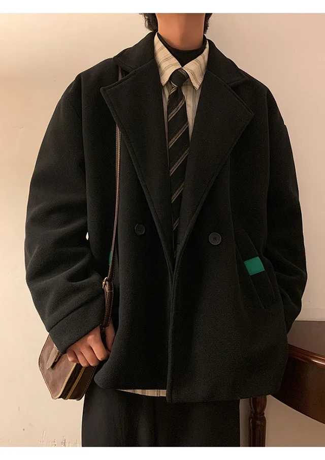 Men's Japanese Retro Oversized Winter Blazer Detail