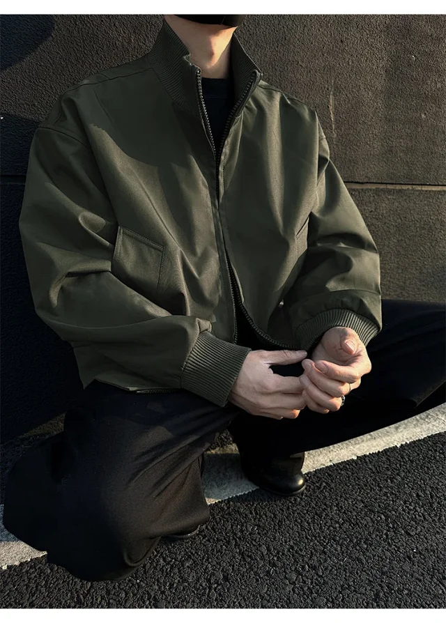 Cleanfit Men's Military Green Flight Jacket Detail