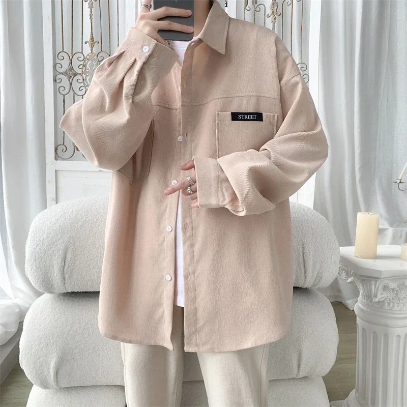 Men's Oversized Washed Corduroy Work Shirt