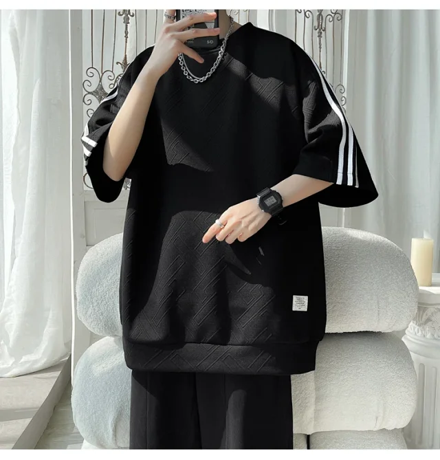 Three-Stripe Stretch Ice-Silk Summer Tee Detail