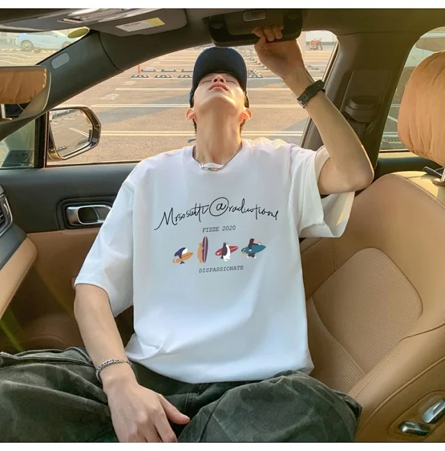Men's Summer Trendy Oversized Cotton Tee Detail
