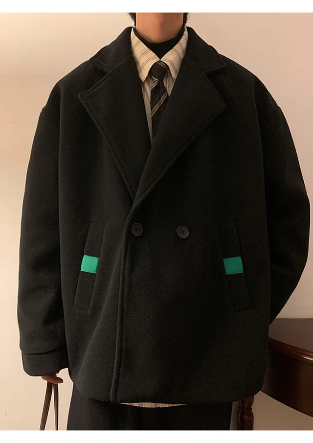 Men's Japanese Retro Oversized Winter Blazer Detail