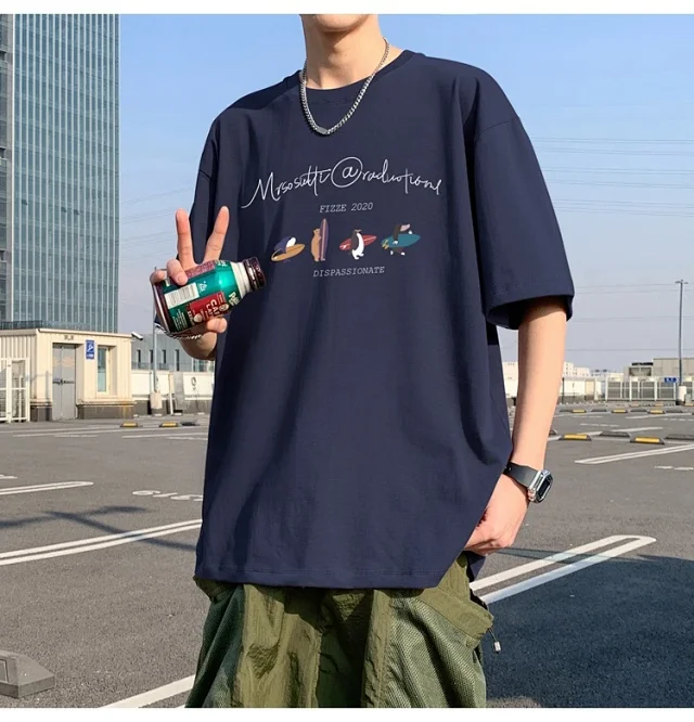 Men's Summer Trendy Oversized Cotton Tee Detail