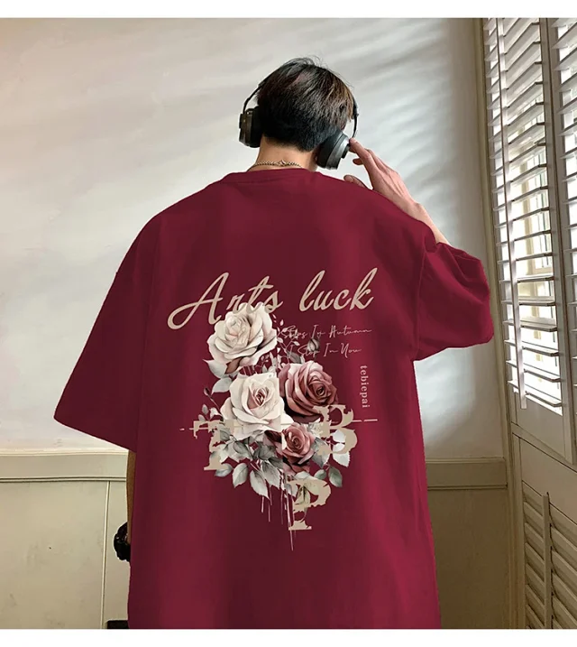 Men's New Summer Oversized Cotton T-Shirt Detail