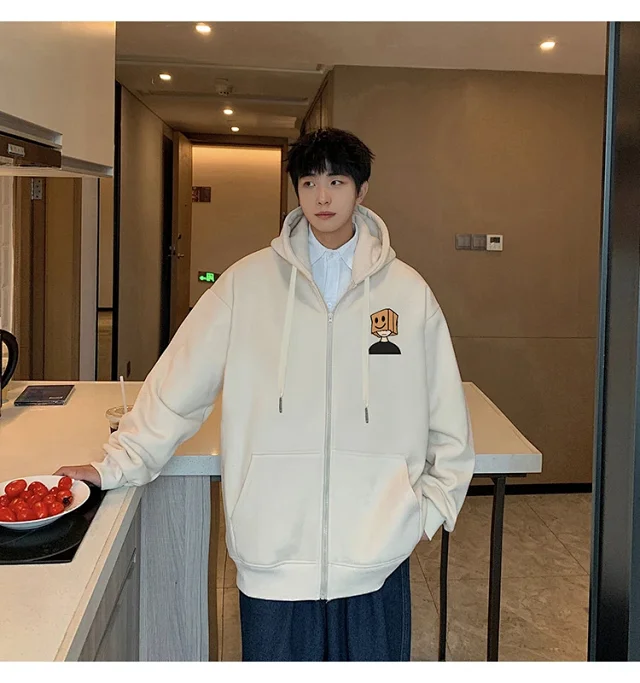 Men's HK Style Oversized Zip Hoodie Detail