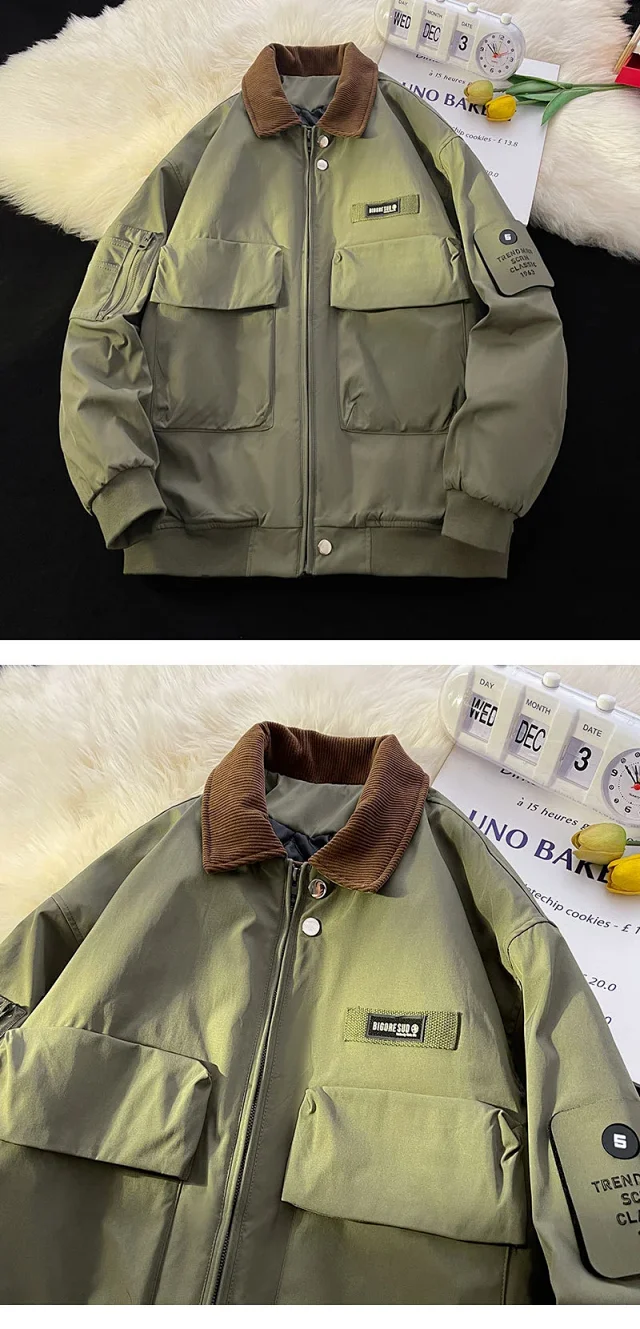 Winter Unisex Retro Japanese Workwear Jacket Detail