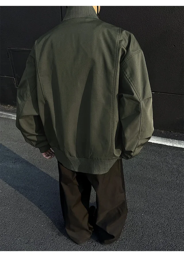 Cleanfit Men's Military Green Flight Jacket Detail