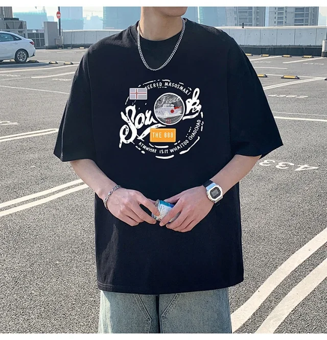 Men's Summer Cotton T-Shirt Loose Fit Detail