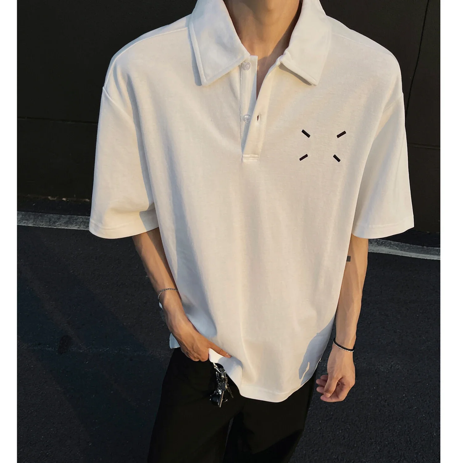 Men's Japanese Minimalist Margiela Embroidered Polo