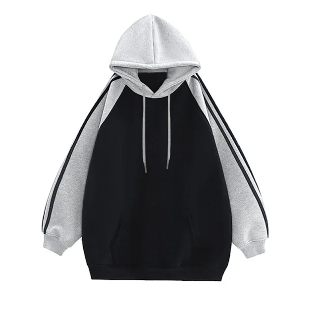 Hua Mian Unisex Glossy Patchwork Hoodie Detail