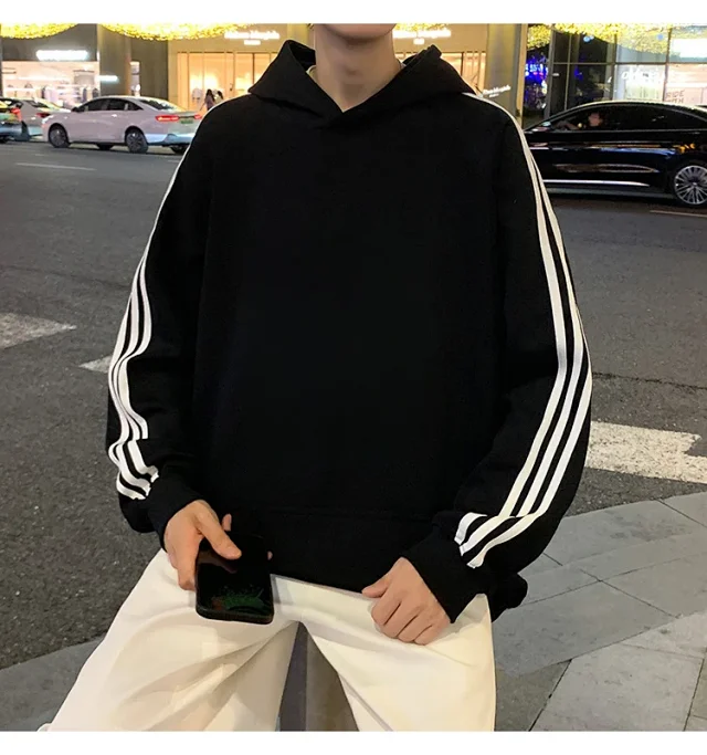 Men's Striped Oversized Casual Hoodie Detail