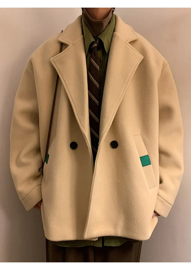 Men's Japanese Retro Oversized Winter Blazer Detail
