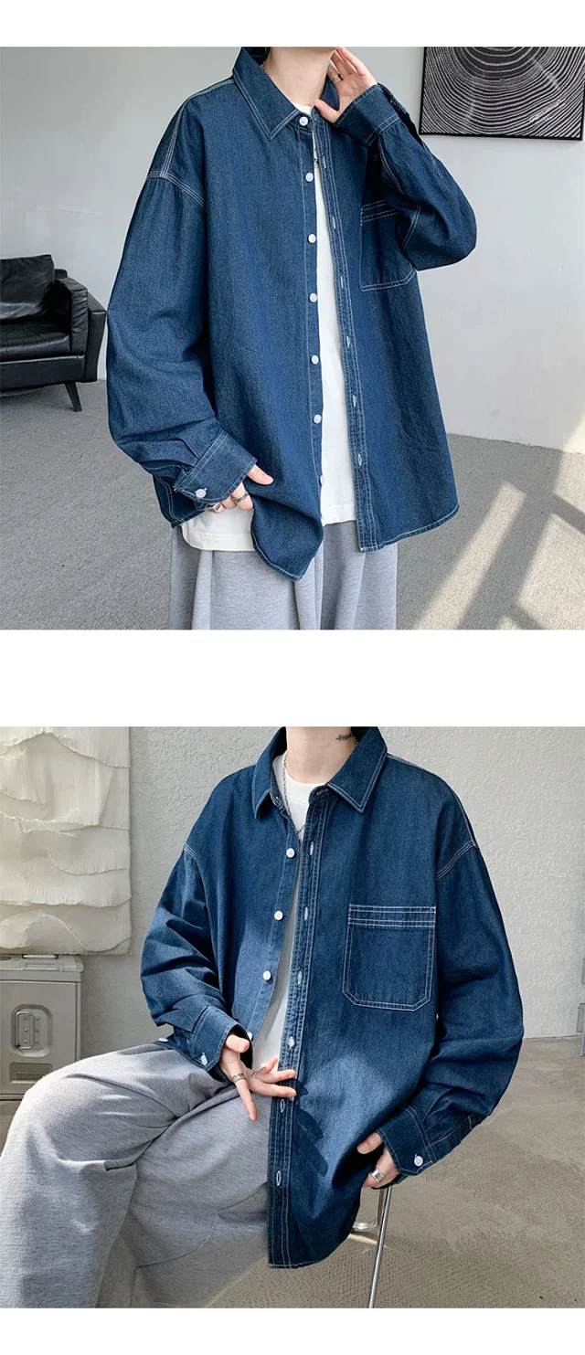 Men's Japanese Denim Shirt Long Sleeve Detail
