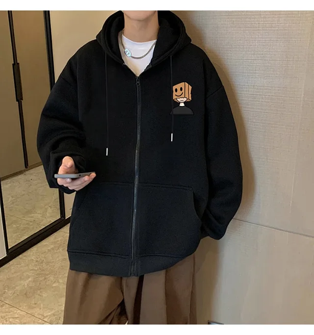 Men's HK Style Oversized Zip Hoodie Detail