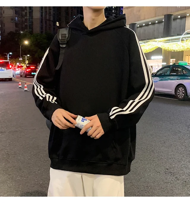 Men's Striped Oversized Casual Hoodie Detail