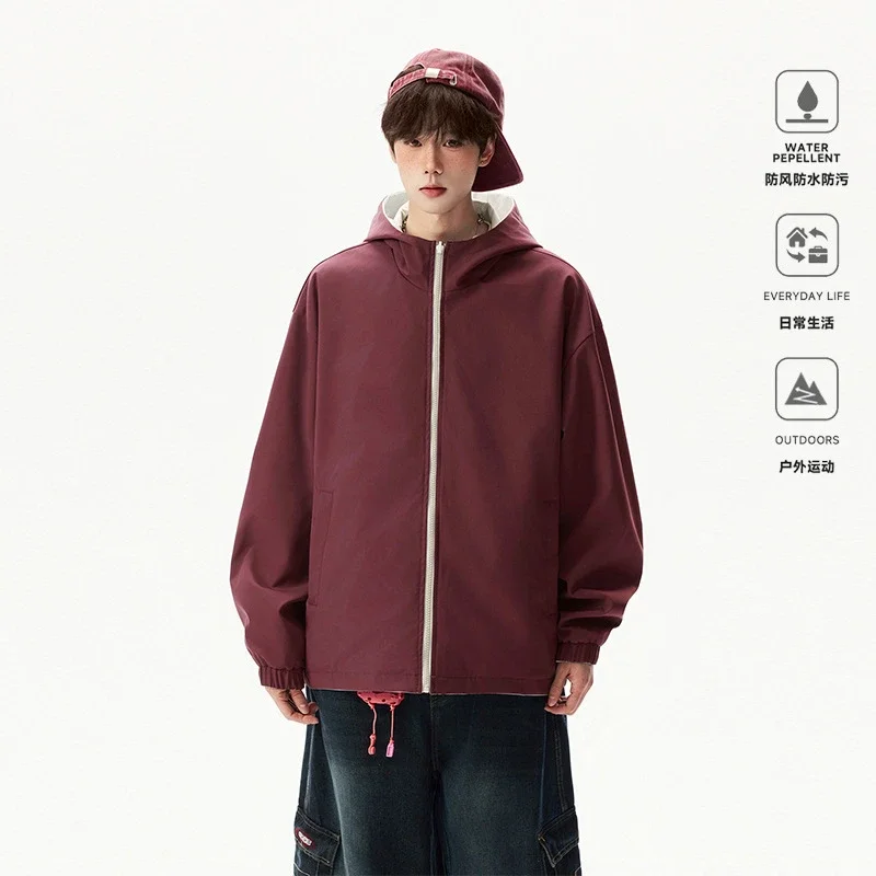 Reversible Waterproof Windbreaker Unisex Fall
