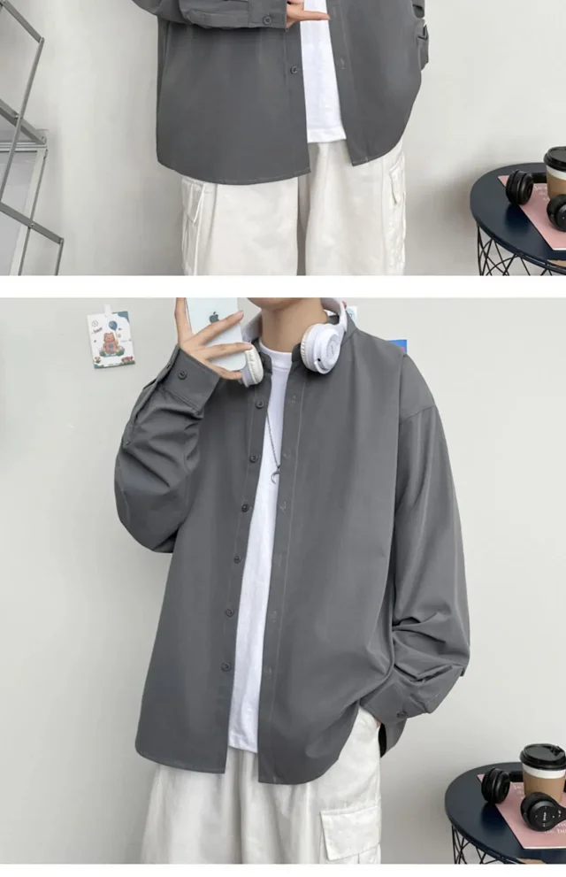 Men's Preppy Autumn Plus Size Shirt Detail