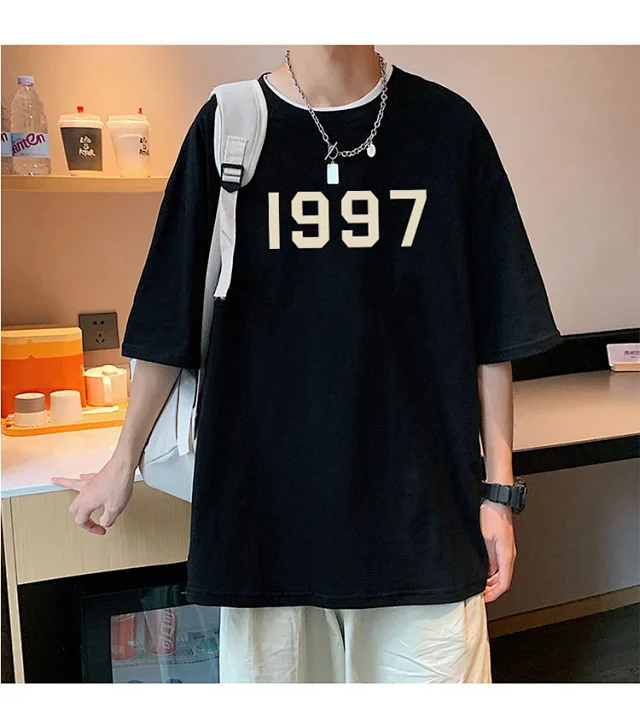 Guochao 1997 Men's HK-Retro Foam-Print Tee Detail
